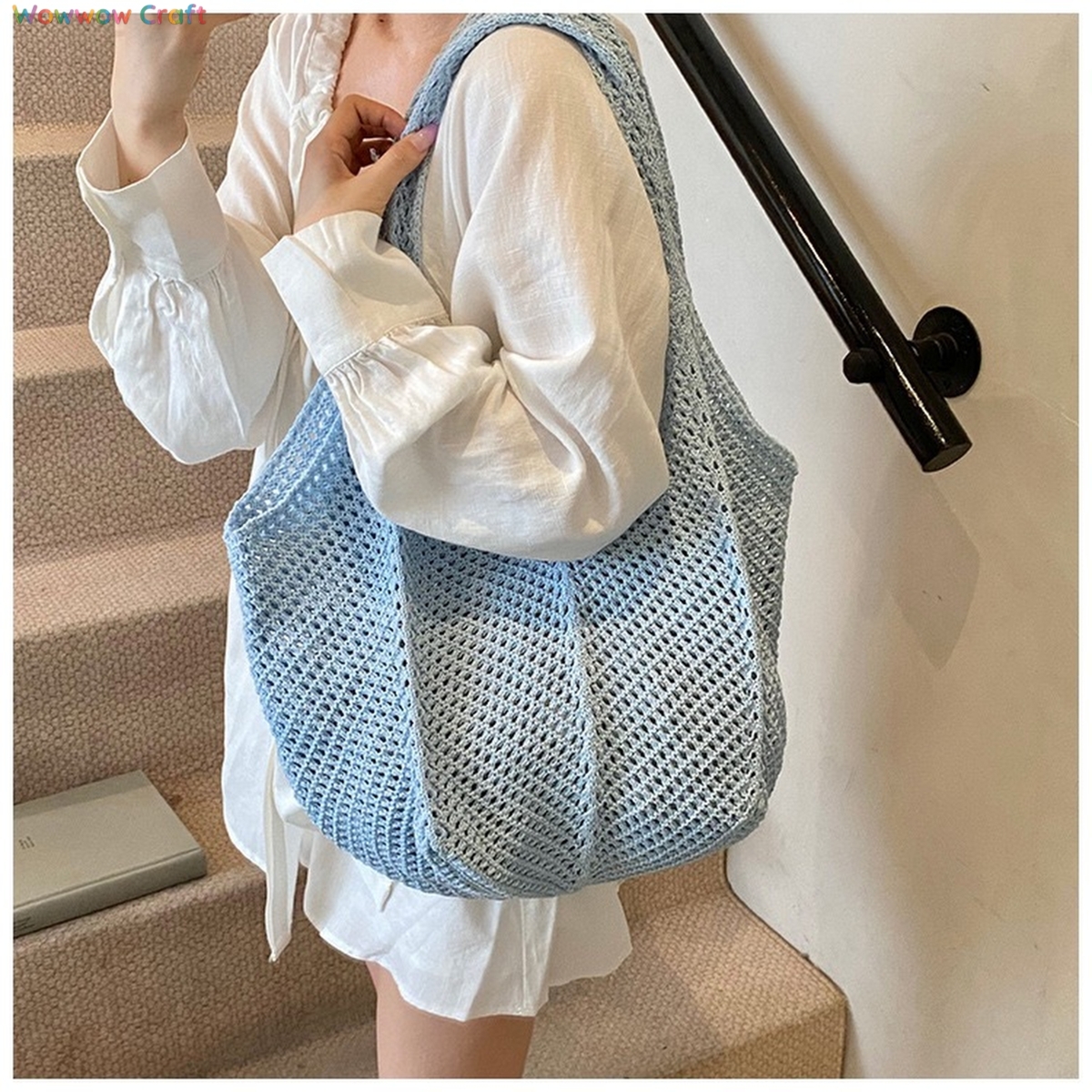 Shoulder Bags,Totes,Crochet Bags,Multicolor Crochet Mesh Tote - Beach Bag for Seaside Vacation